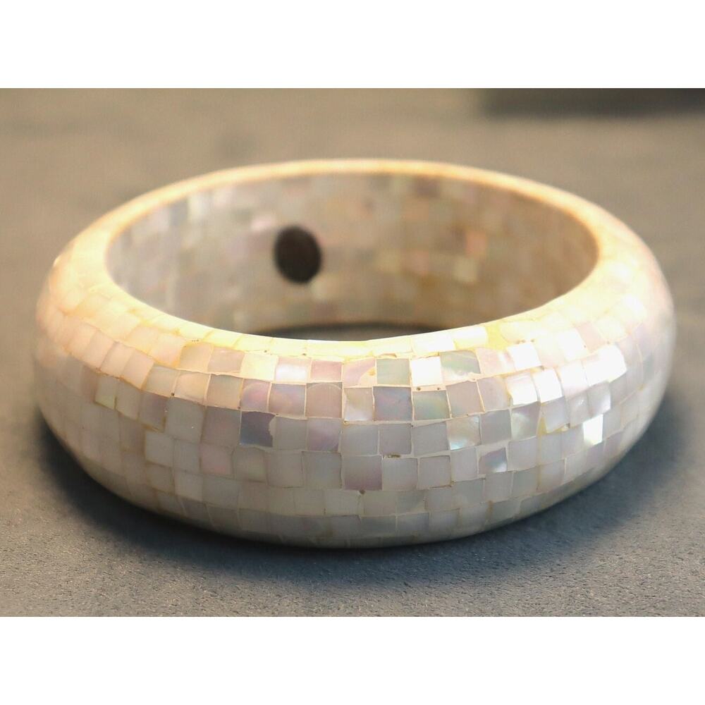 Vintage La Porte Bleue Bracelet Mother of Pearl Mosaic Tiles